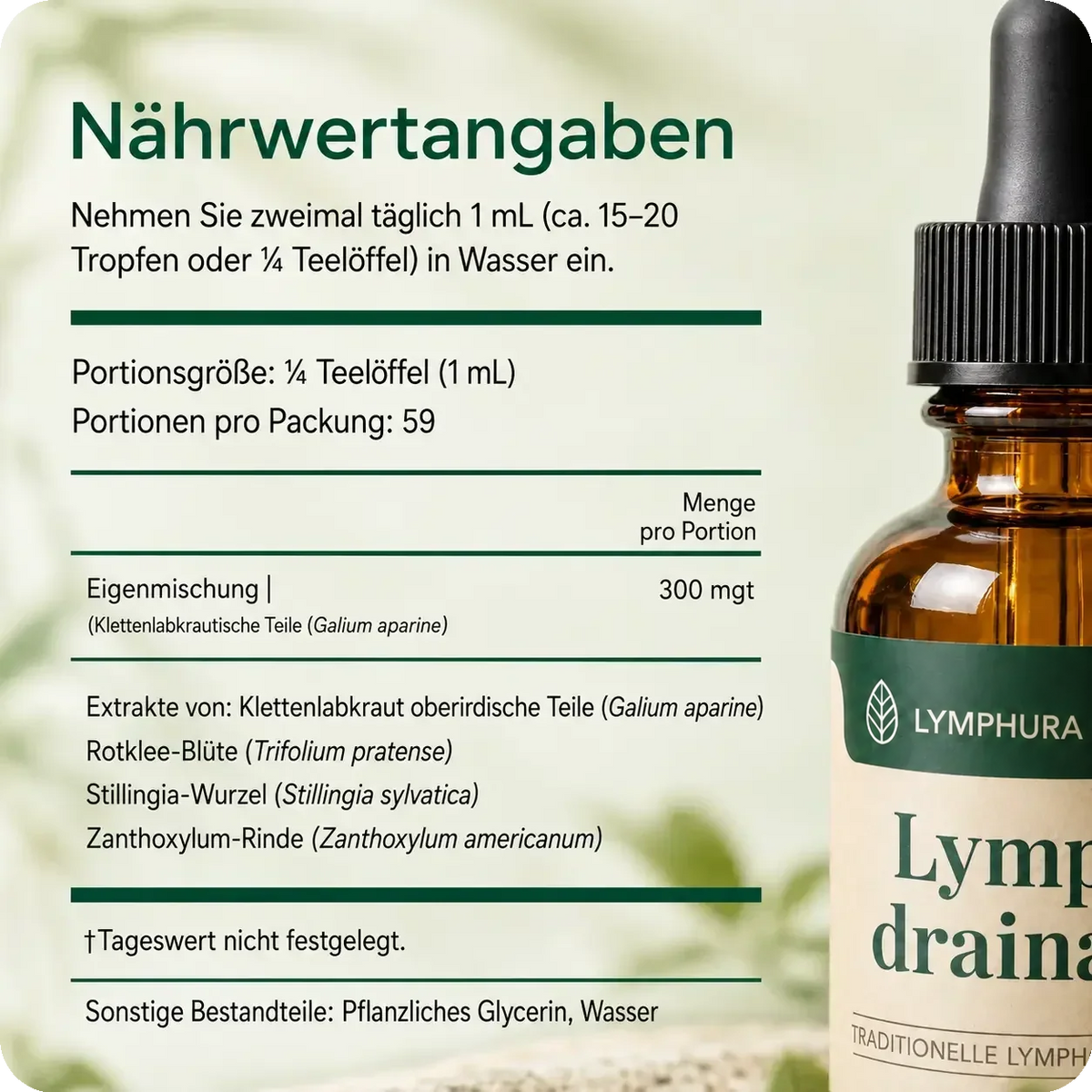Lymphura Lymph Balance Tropfen – Pflanzlicher Kräuterkomplex (60 ml)