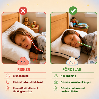 En ergonomisk kudde för barns huvud och nacke