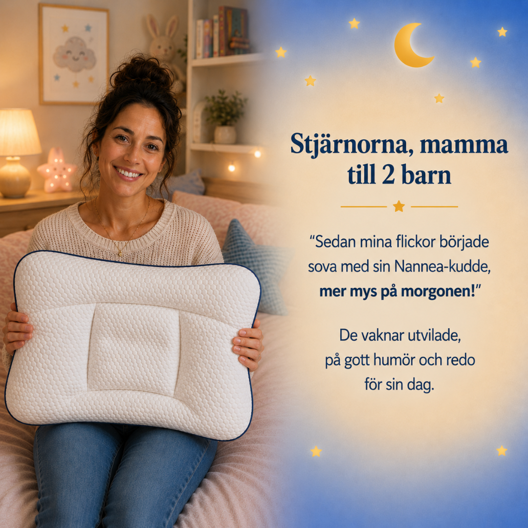 En ergonomisk kudde för barns huvud och nacke