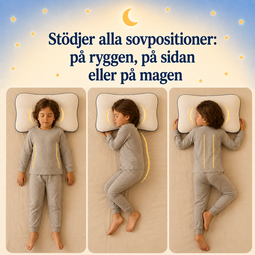 En ergonomisk kudde för barns huvud och nacke