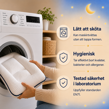 En ergonomisk kudde för barns huvud och nacke